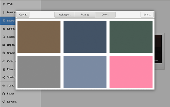 Screenshot of Background Settings 3.32 with solid color options