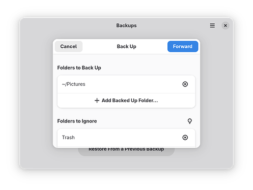 Old UI - first page of the new backup wizard