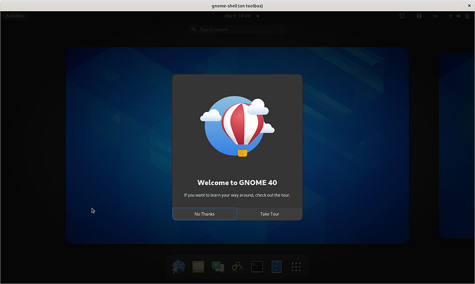 GNOME 40 welcome dialog