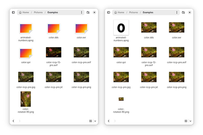 Comparison of legacy thumbnailers and glycin