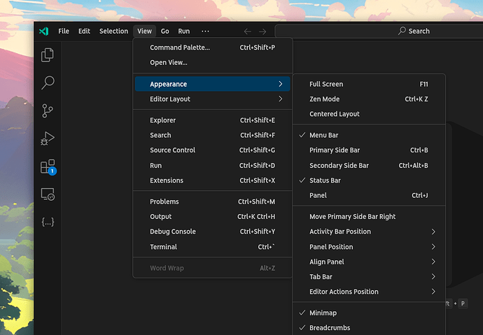 menus on headerbars