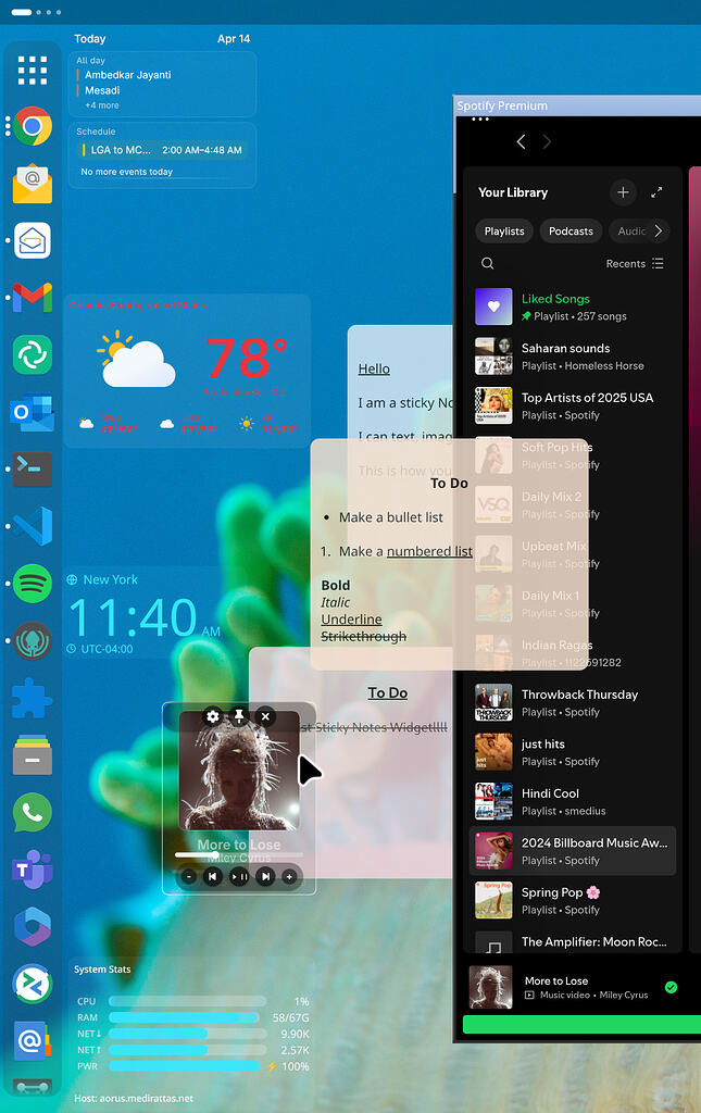 Desktop widgets for GNOME (GTK4, WebKit, MPRIS, EDS) with per-widget ...