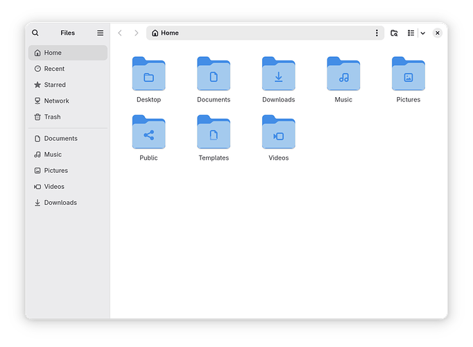 Screenshot of Nautilus with headerbar, sidebar and content area