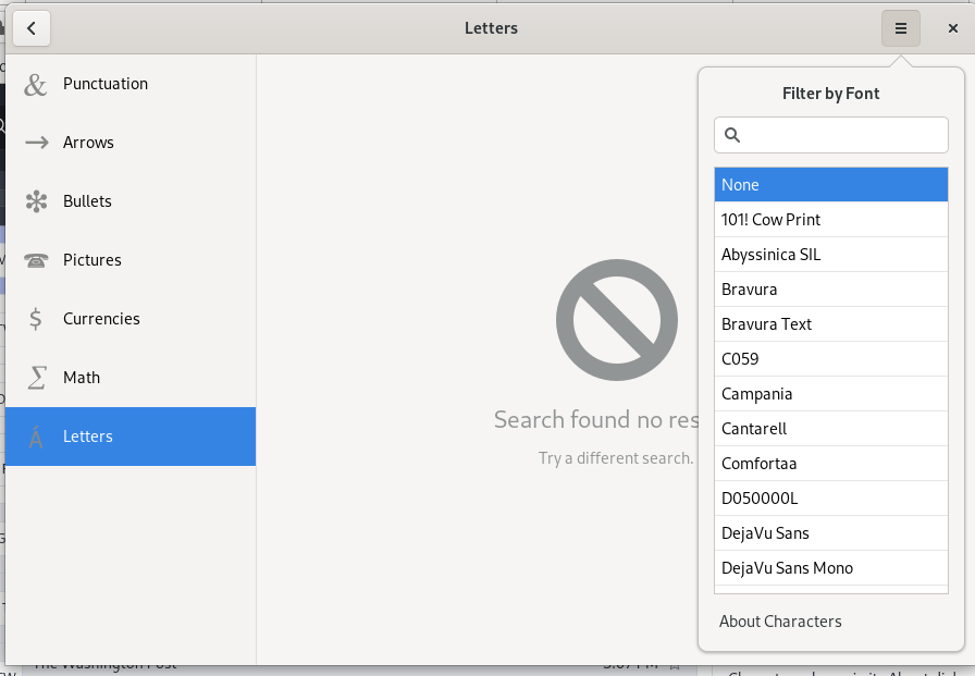 No letters in Characters How to use Characters for letters ...